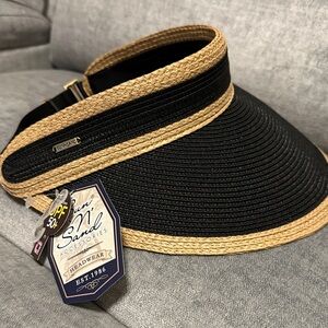 Sun 'N' Sand Black and Tan Wide Brim Visor